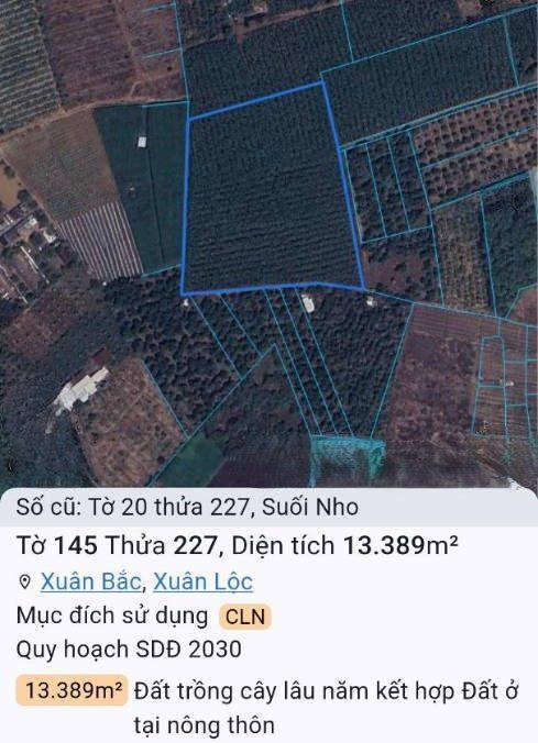Bán đất tại xã suối nho, 9.5 tỷ giá tl, 13389 m2, mặt tiền 100m, pháp lý đầy đủ