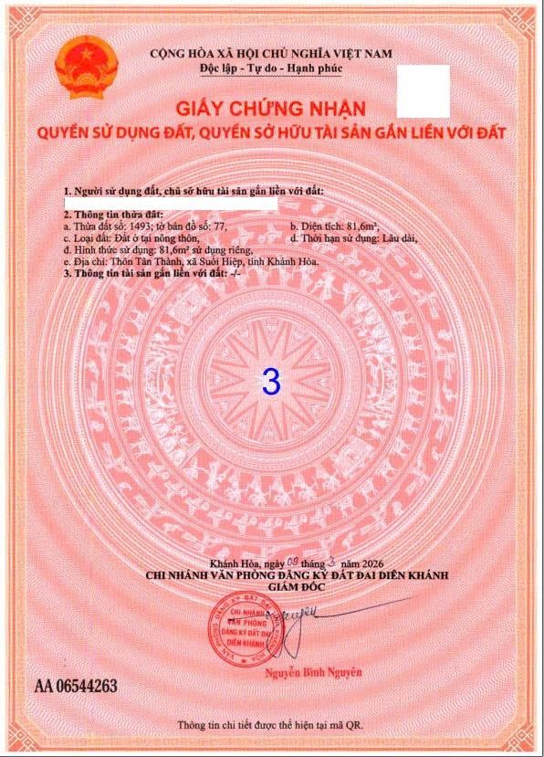 Đất giá rẻ Suối Hiệp Diên Khánh chỉ 554 triệu có sổ đỏ
