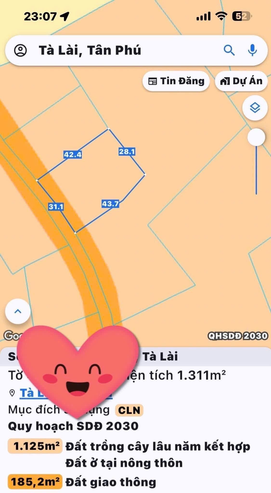 Bán đất 1300m² ngang 30m giá 550 triệu tại Xã Tà Lài