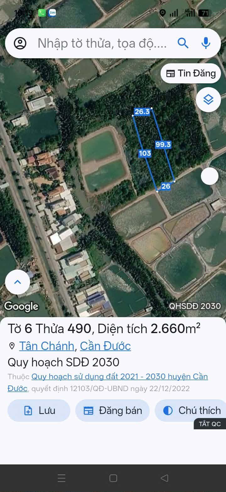 Bán Đất 2653m2 giá 260tr/1000m2 tại - Xã Tân Chánh Huyện Cần Đước Long An