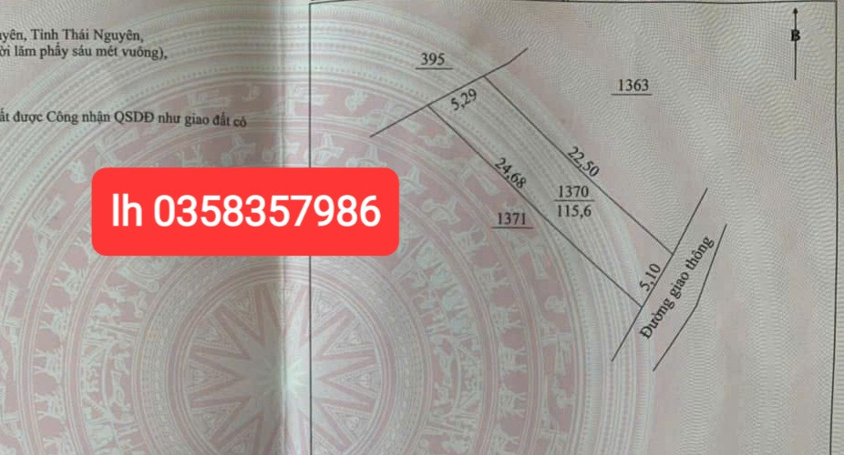 Bán đất 115.6m² ngang 5.29m giá 800 triệu Xã Tân Cương