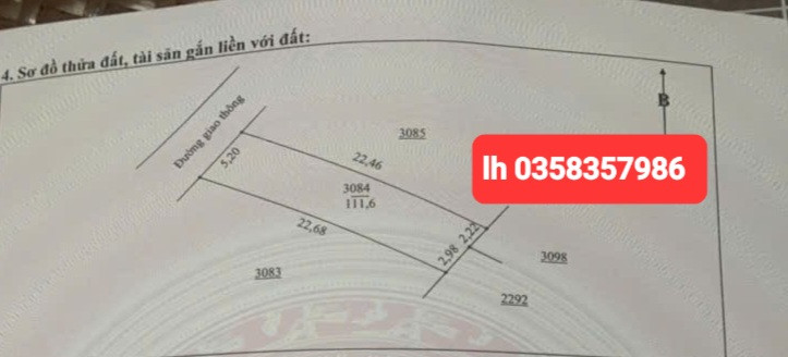 Bán đất 111.6m² ngang 5.2m giá 750 triệu Xã Tân Cương