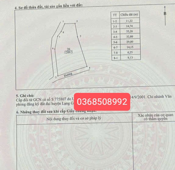 Bán đất 1289m² ngang 32,8m giá 5.25 tỷ Xã Tân Dĩnh