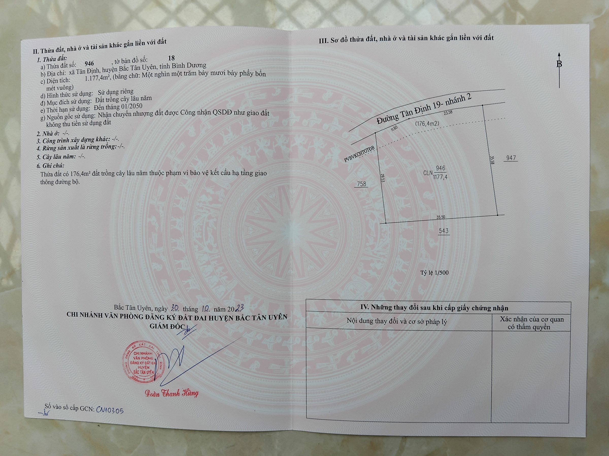 Bán đất đường Tân định 19, dt 1.177m2, ngang 35m