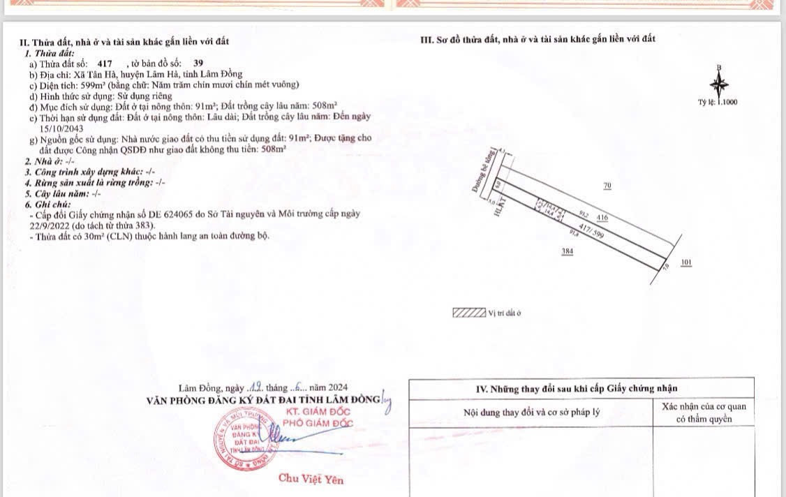 Bán đất 599m² giá 619 triệu Xã Tân Hà Lâm Hà