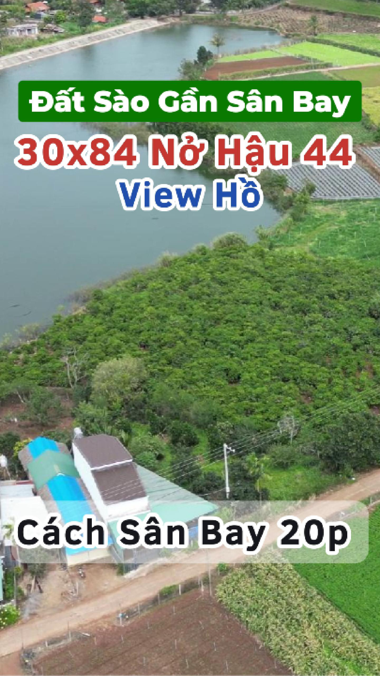 Hơn 2 Sào Đất view hồ gần sân bay Liên Khương – đường ô tô thông 2 đầu