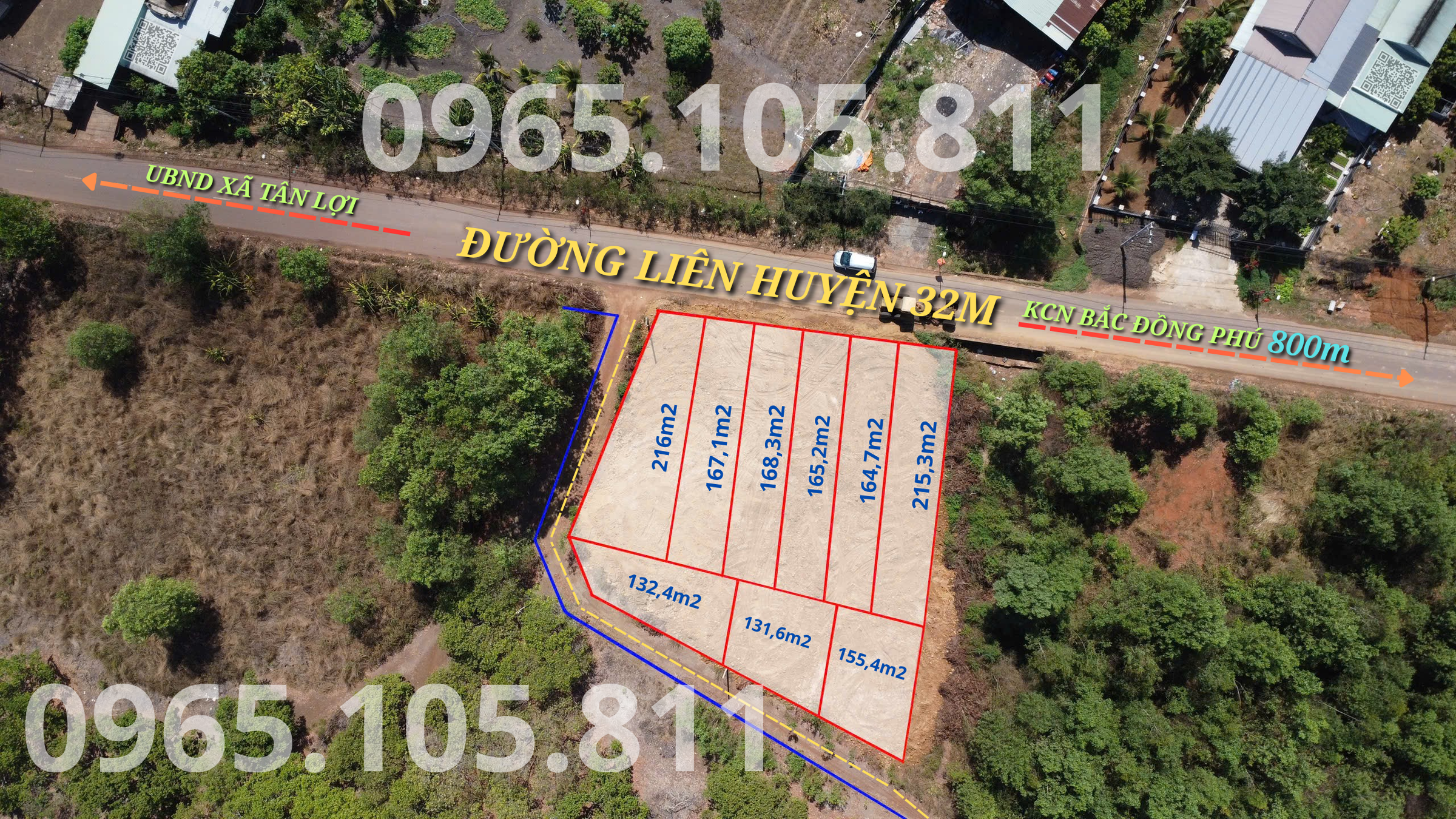Sỉ 9 nền mặt tiền DH nhựa Qh 32m, ngã 3 huyện đội đi vào, giá đầu tư 320tr