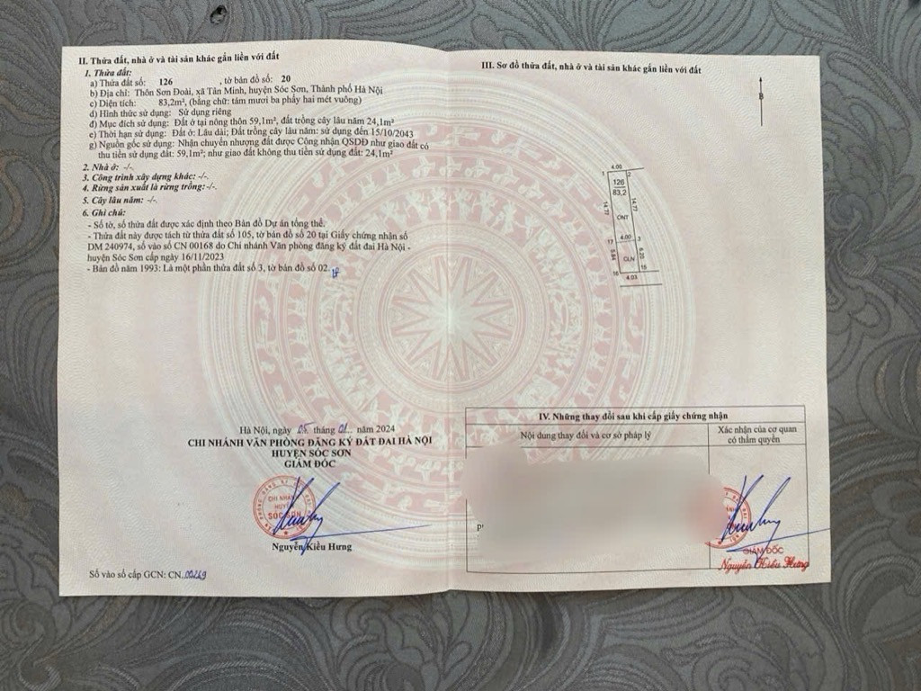Bán 83 m Sơn Đoài Đường Thông Ô Tô Vào Tận Đất