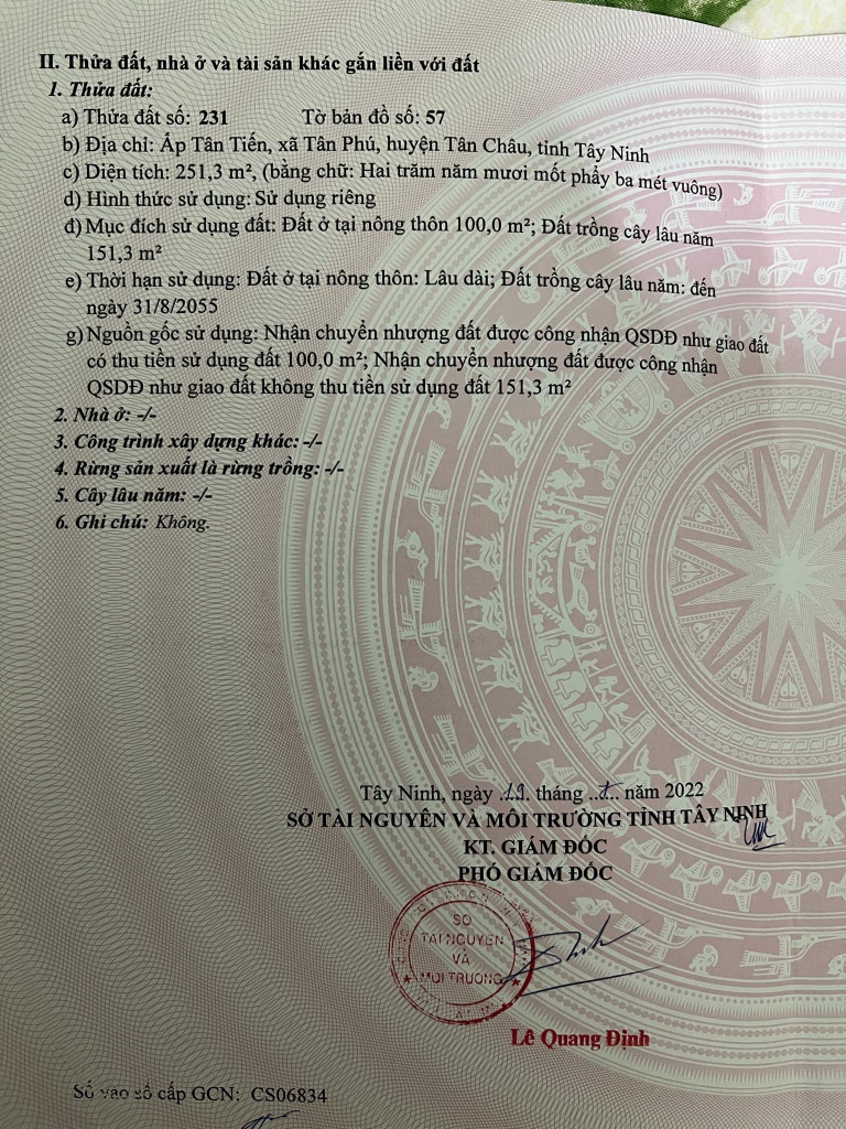 Bán Đất Tân Phú - Tân Châu 700tr