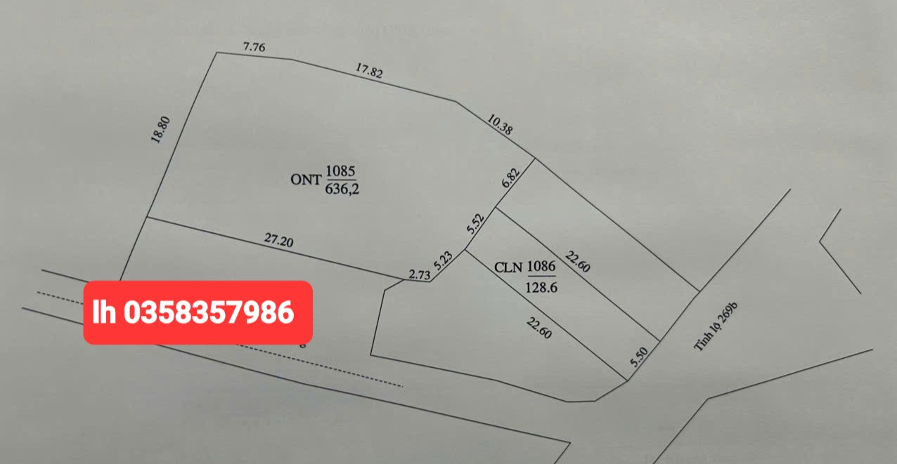 Bán đất 369m² ngang 5.5m giá 2.35 tỷ Xã Tân Thành