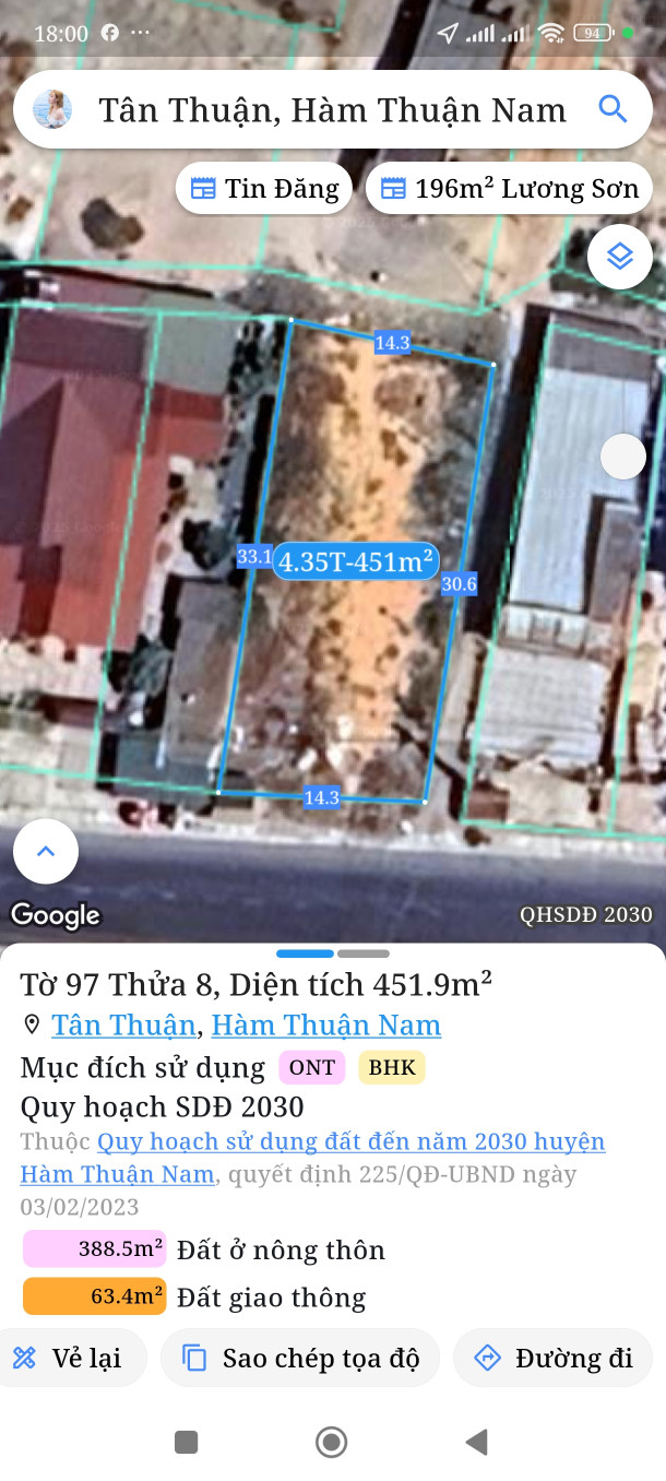Bán đất 451m² ngang 14,3m giá 4.35 tỷ Xã Tân Thành