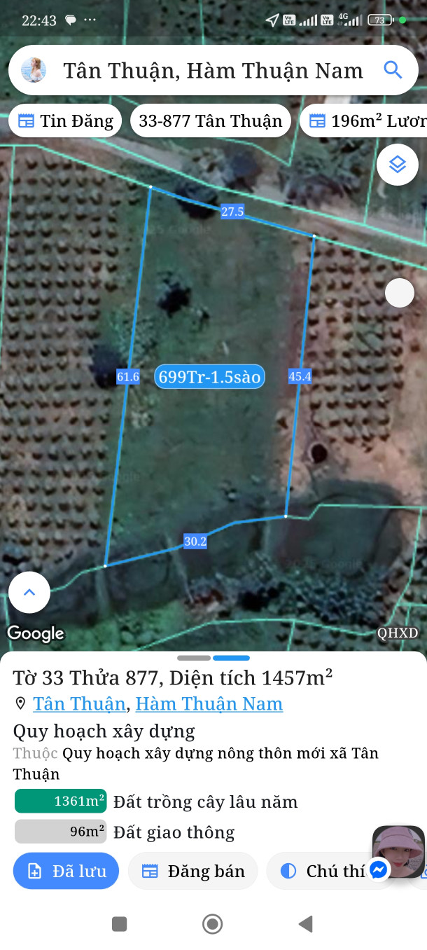 Bán đất 1457m² giá 699 triệu Xã Tân Thành