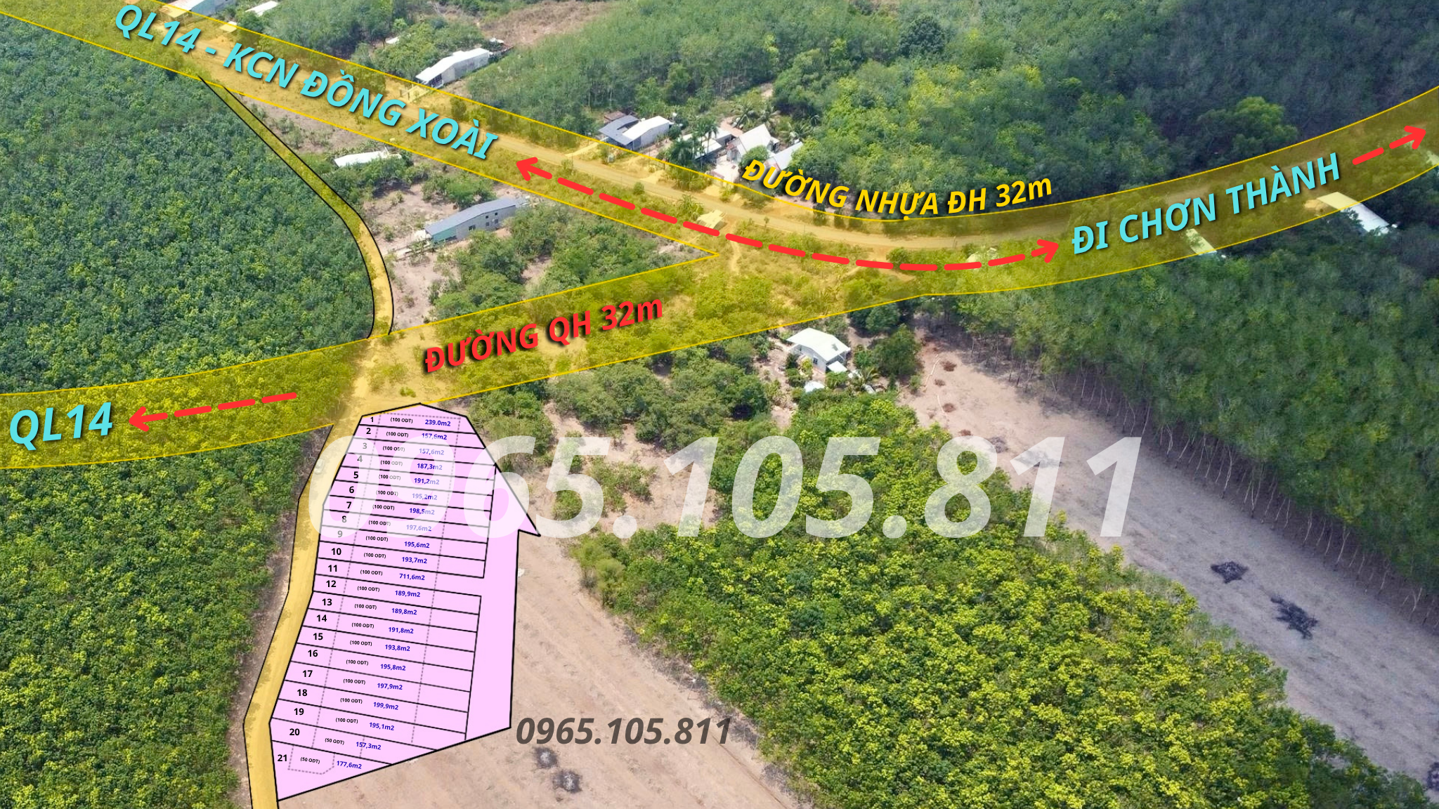 Sỉ lẻ 21 nền thổ cư phường Đồng Xoài đối diện KCN Đồng Xoài, sau lưng chợ Tân Thành. Giá 300tr