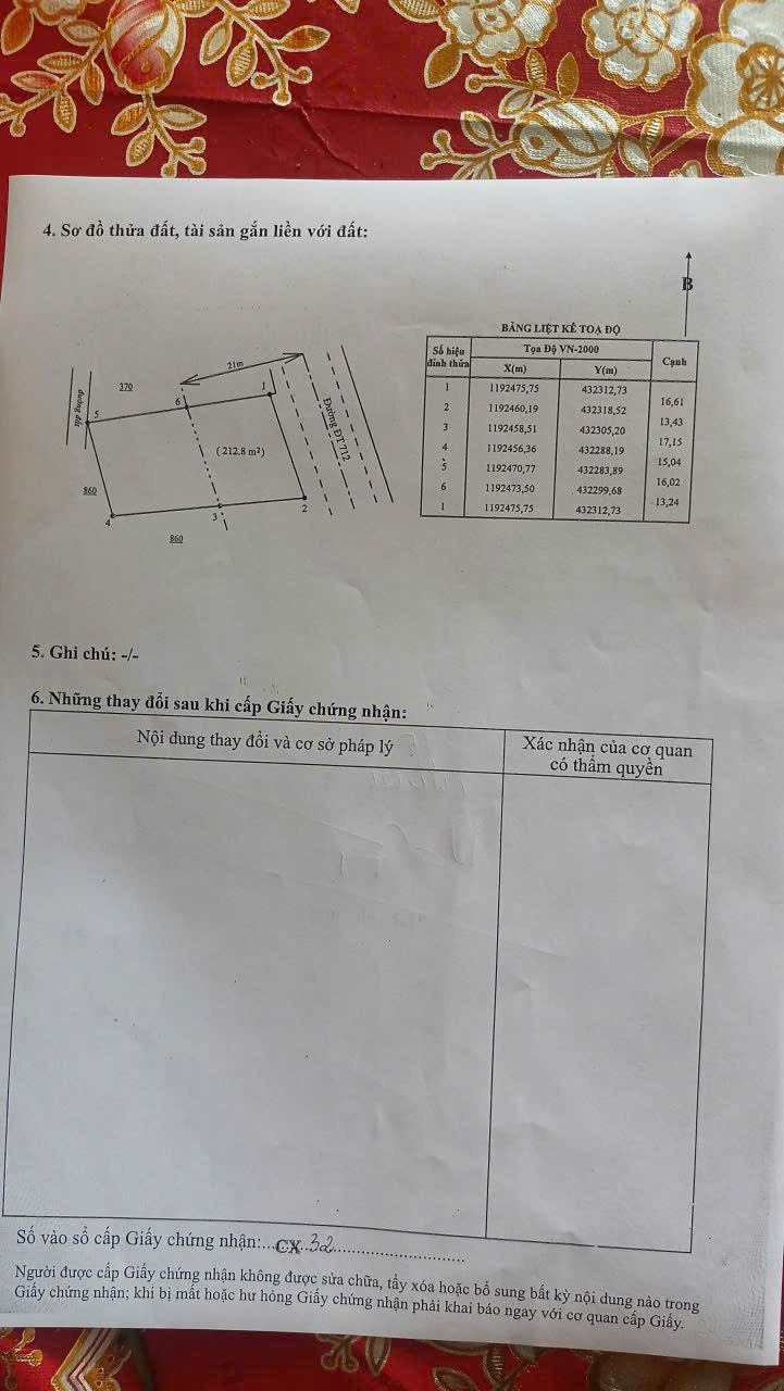 Bán đất mặt tiền dt712 có 465m²mặt tiền 16,6 m