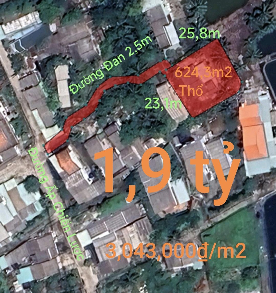 Bán nhà 624,3m² full thổ cư giá 1.9 tỷ tại Xã Tân Trụ