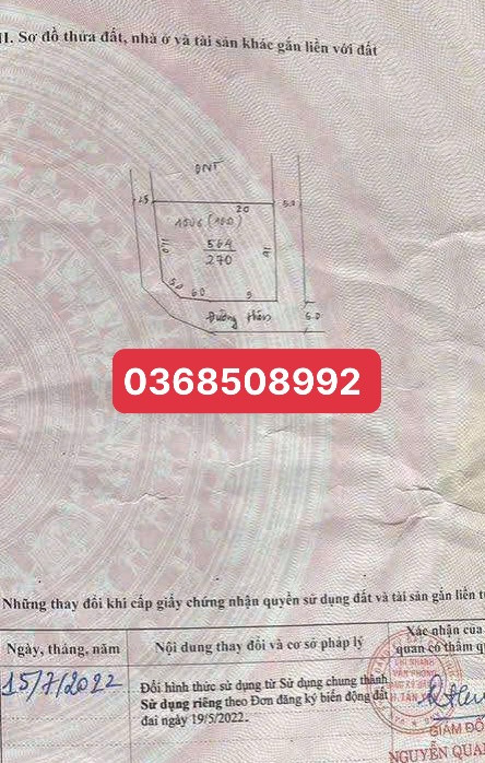 Bán đất 270m² ngang 20m giá 2.55 tỷ Xã Tân Yên