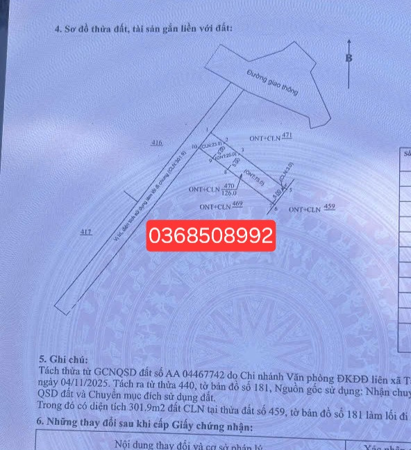 Bán đất 126m² ngang 5m giá 500 triệu Xã Tân Yên