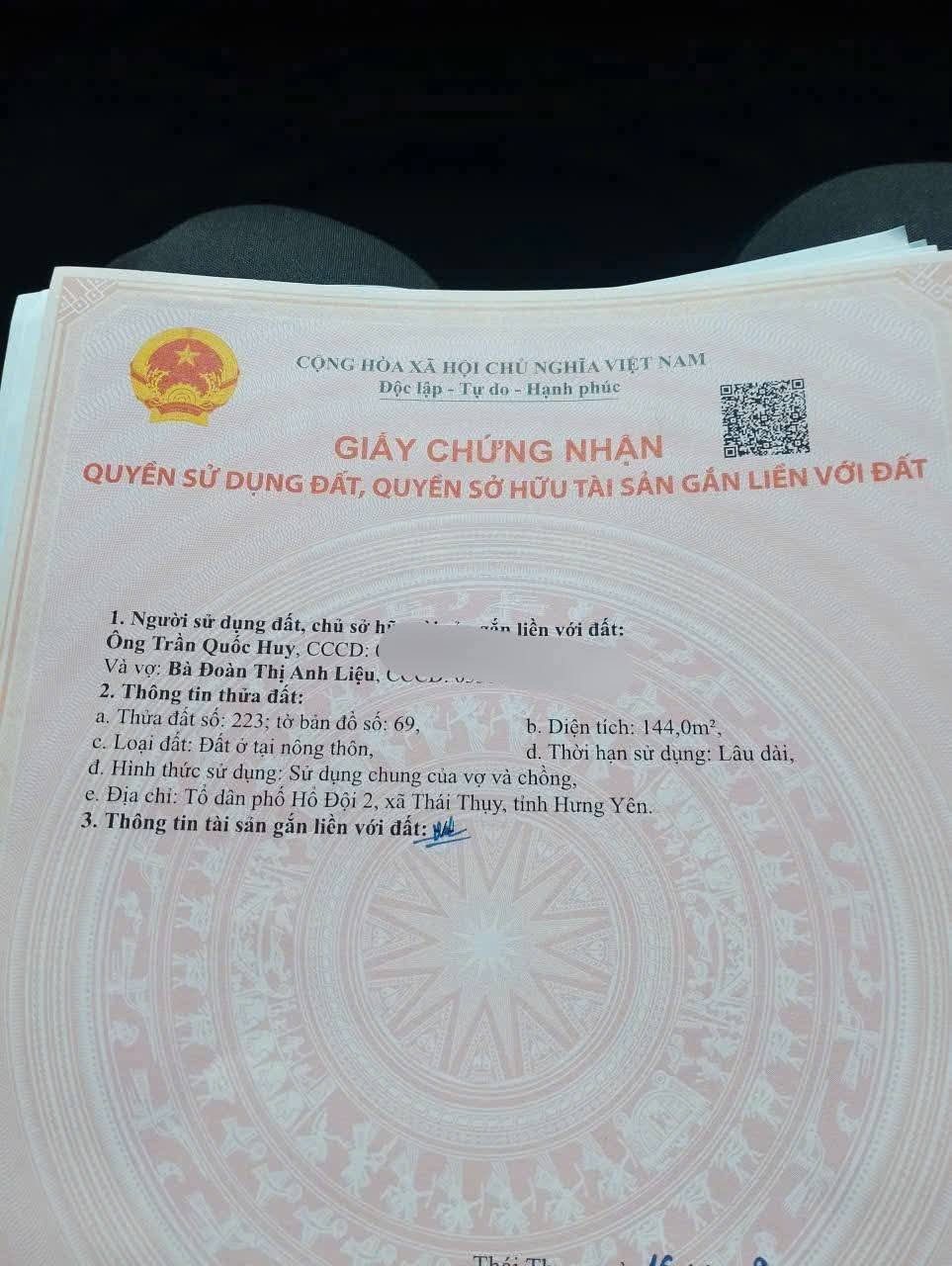 Chính chủ em cần bán lô đất trúng đấu giá Thuỵ Lương