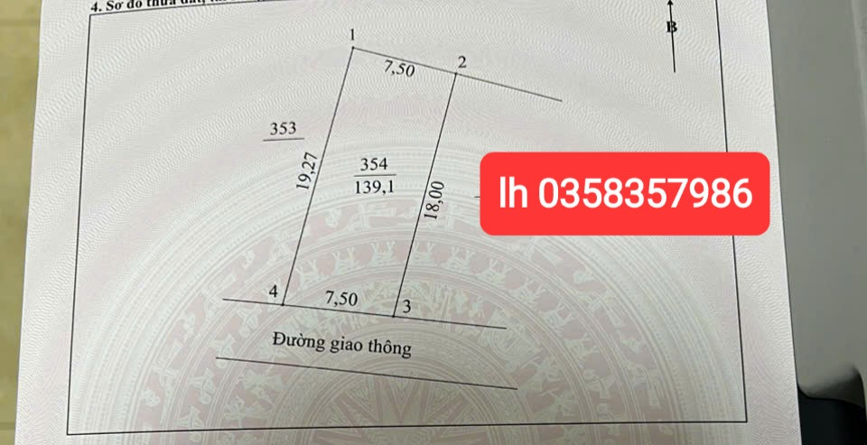 Bán đất 139.1m² ngang 7.5m giá 904 triệu Xã Thành Công
