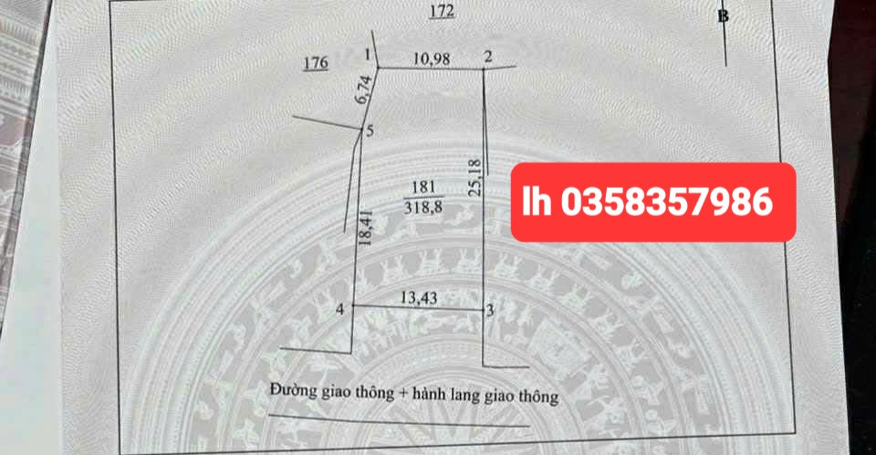 Bán đất 318.8m² ngang 13.43m giá 1.87 tỷ Xã Thành Công