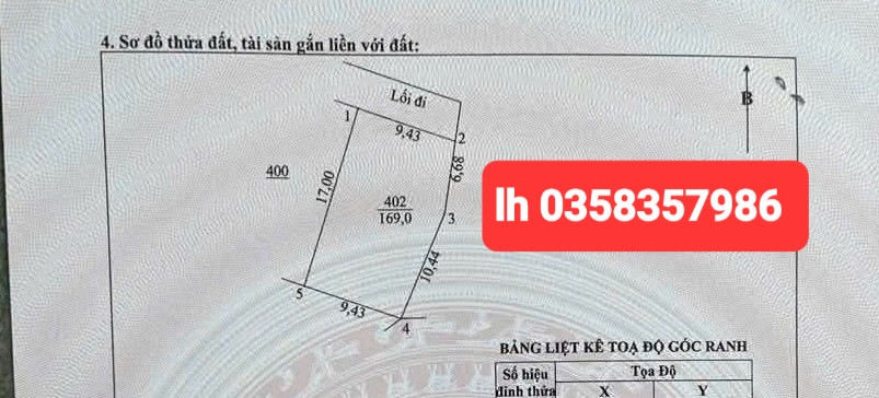 Bán đất 169m² ngang 9.43m giá 470 triệu Xã Thành Công