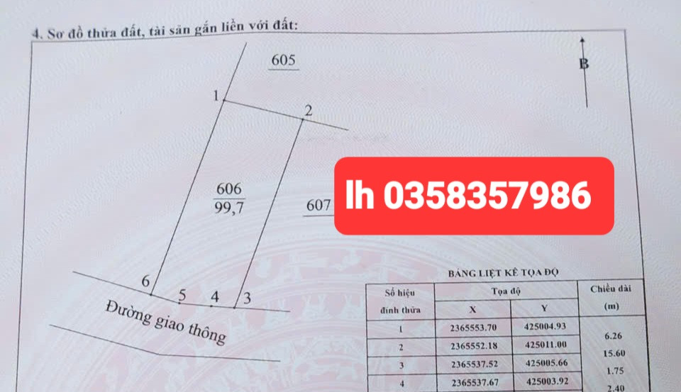 Bán đất 99.7m² ngang 6.26m giá 510 triệu Xã Thành Công