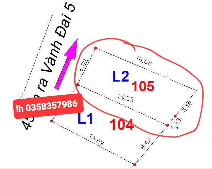 Bán đất 105m² ngang 6.16m giá 480 triệu Xã Thành Công