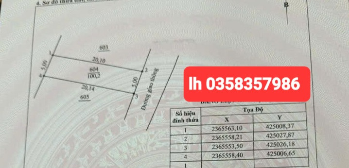 Bán đất 100.2m² ngang 5m giá 550 triệu Xã Thành Công