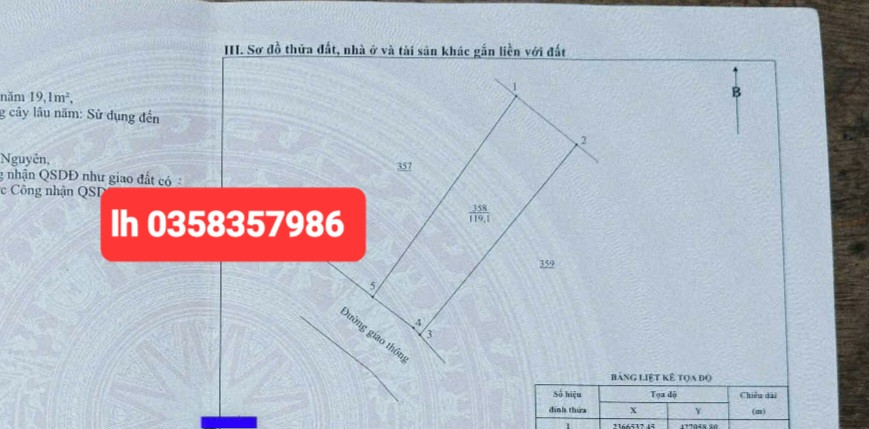 Bán đất 119.1m² ngang 6.5m giá 450 triệu Xã Thành Công