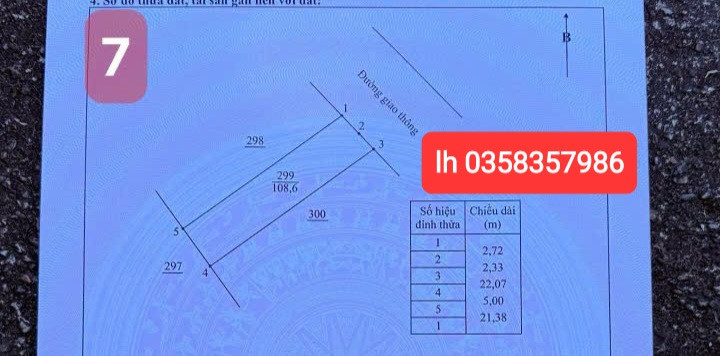 Bán đất 108.6m² ngang 5m giá 1.15 tỷ Xã Thành Công