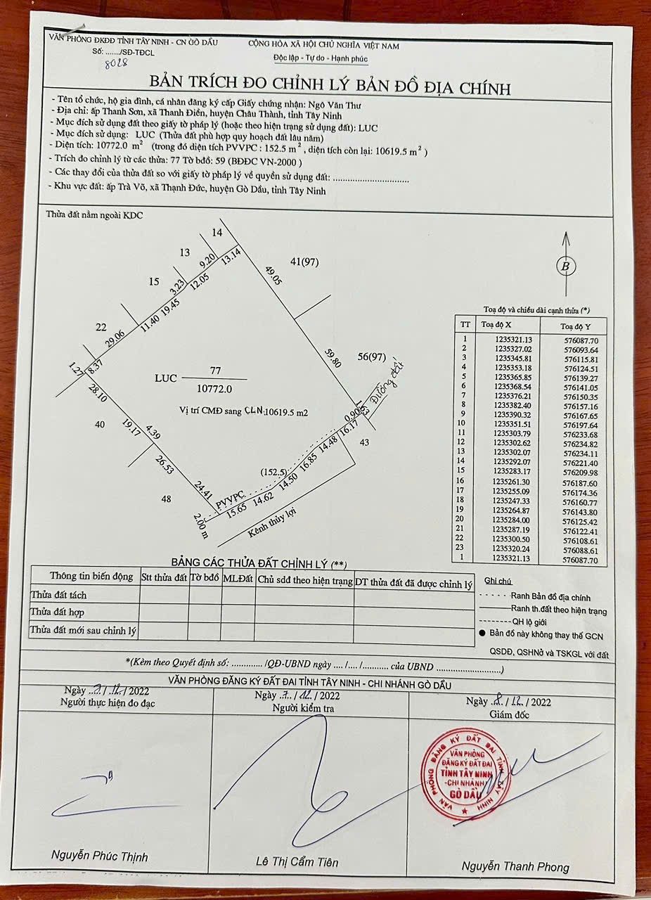 Bán đất 10619m² ngang 100m giá 5.5 tỷ tại Xã Thạnh Đức