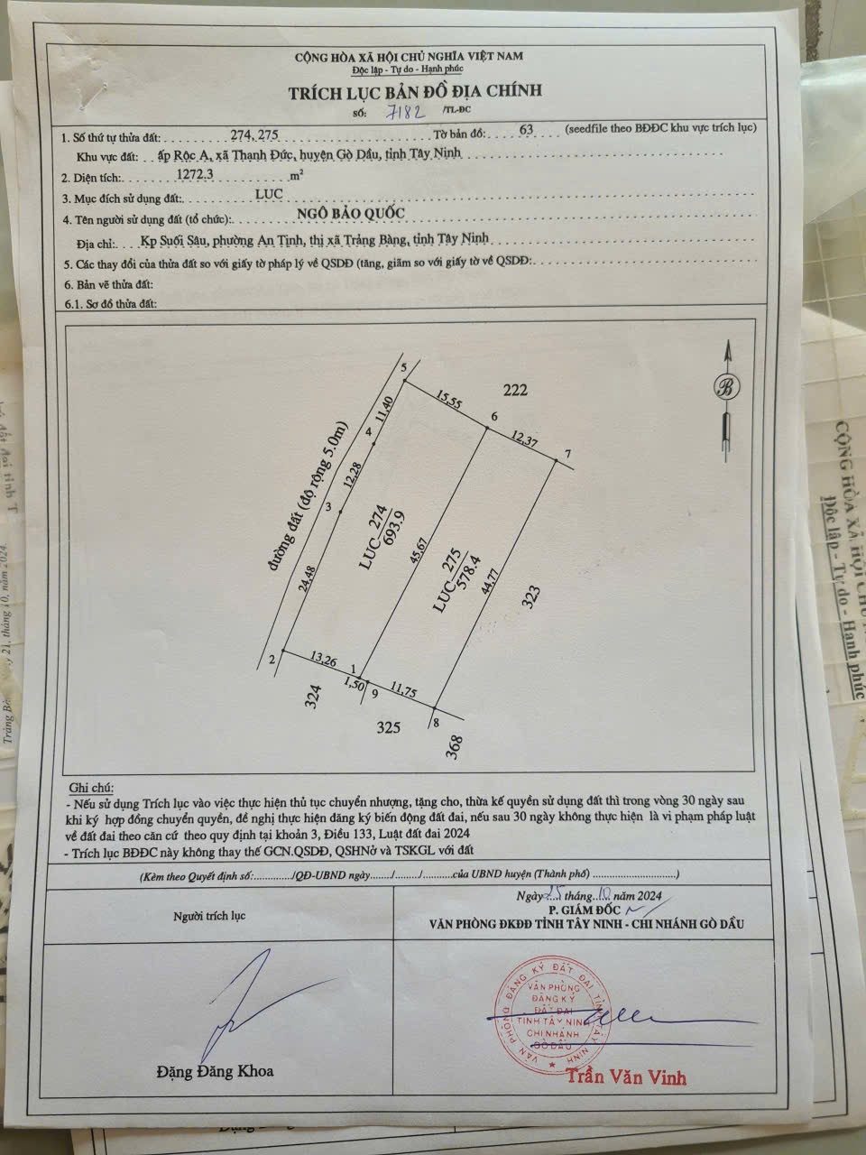 Bán đất 693.9m² ngang 47m giá 1.3 tỷ tại Xã Thạnh Đức