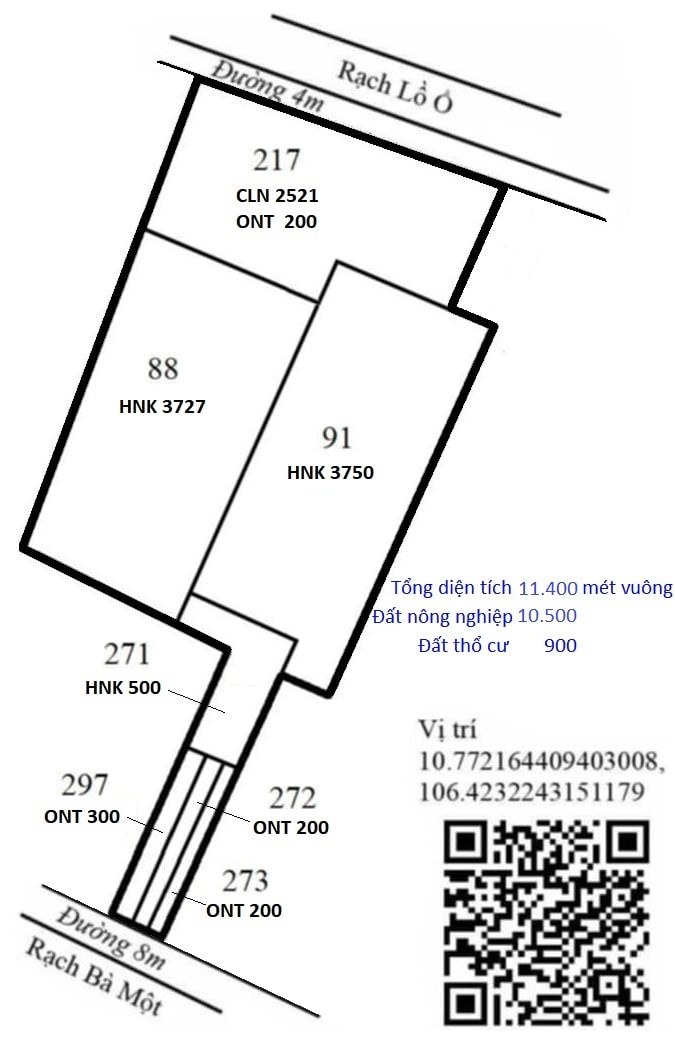 Bán đất 11400m², có sẵn 900m² thổ cư, ngang 80m, giá 13 tỷ tại khu tây tpHCM.