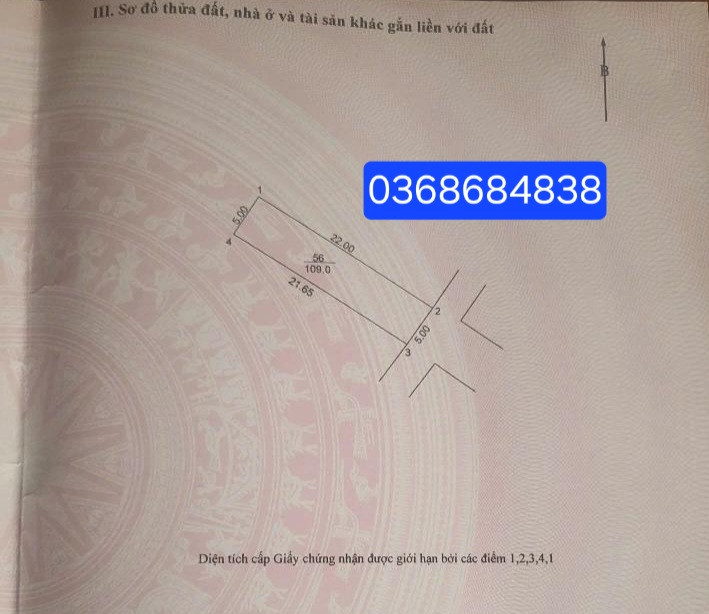 Bán đất 109m² ngang 5m giá 9.75 tỷ Xã Thiên Lộc