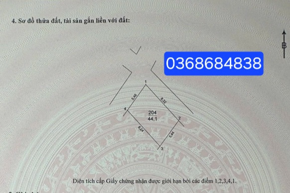 Bán đất 44m² ngang 5.5m giá 4 tỷ Xã Thiên Lộc