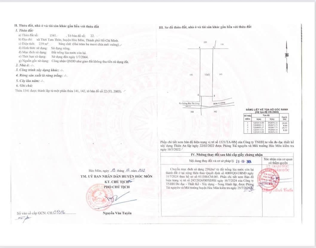 Bán đất hẻm đường Bùi Thị Lùng diện tích 239m2 giá chỉ 23.43 triệu/m2