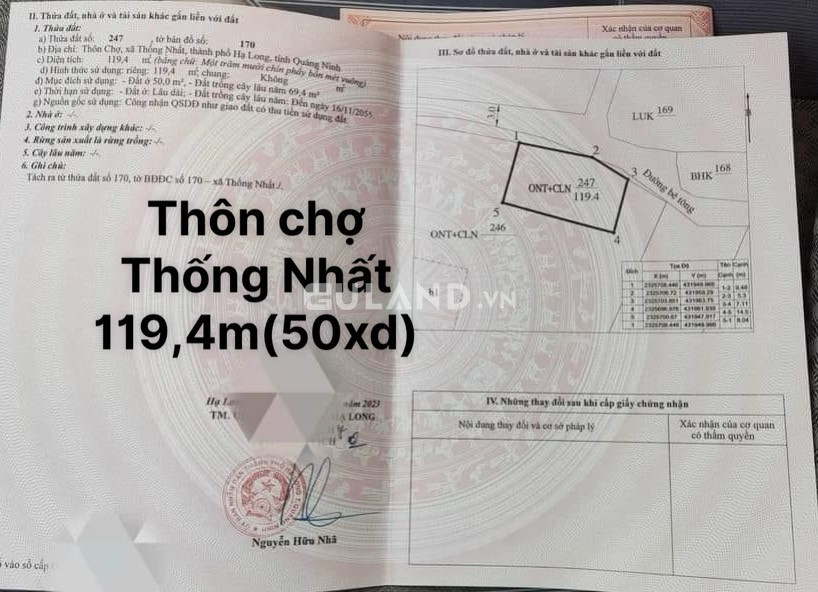 ĐẤT THỔ CƯ THÔN CHỢ - XÃ THỐNG NHẤT