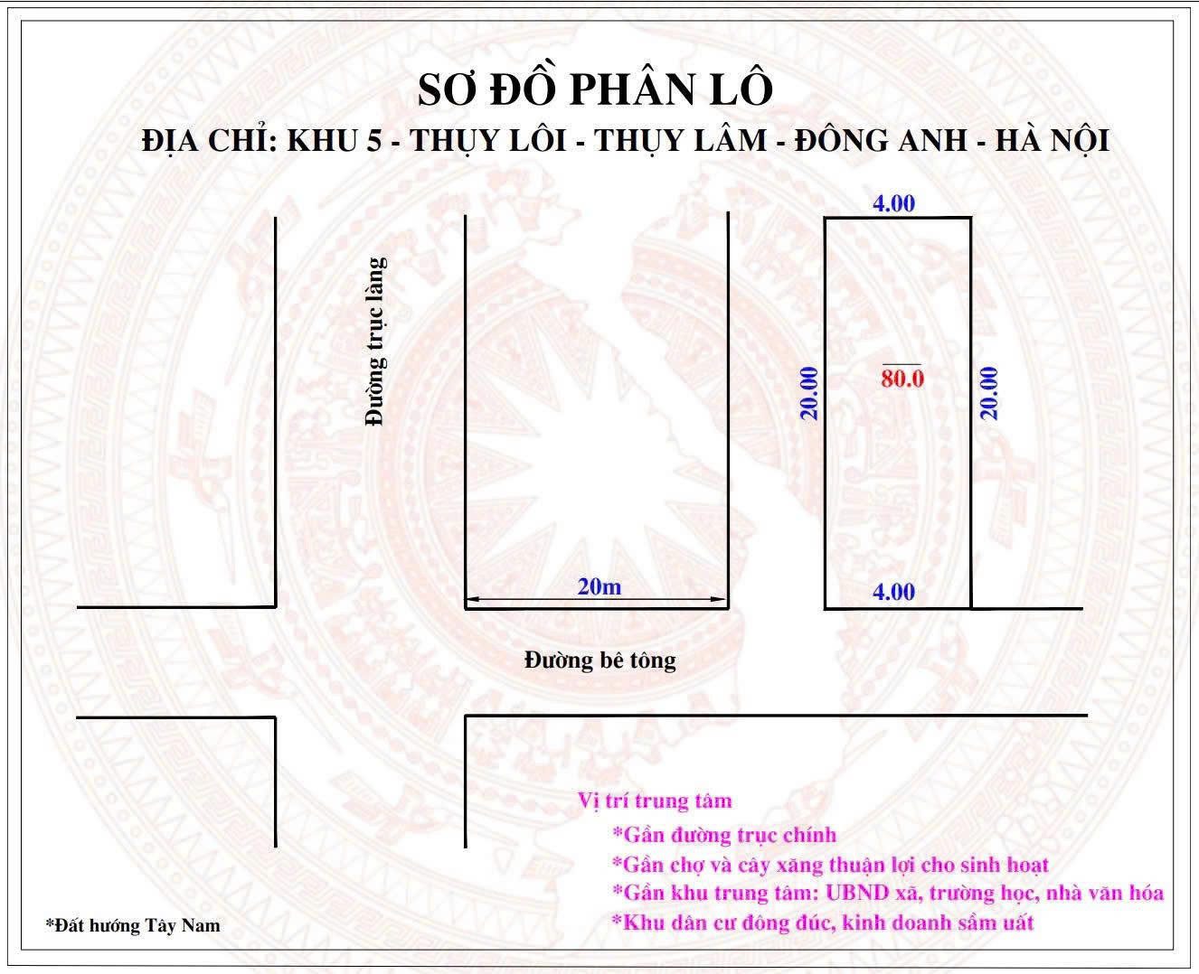 Bán lô góc Thụy Lôi Thư Lâm 80m2 giá chỉ hơn 4 tỷ full thổ cư
