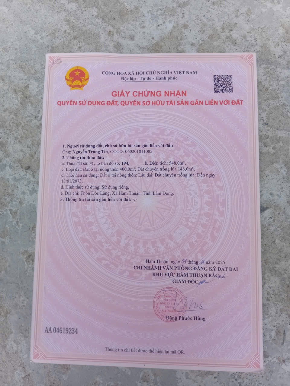 Ban dat tho cư 400m2 + 140m dat nong nghiep