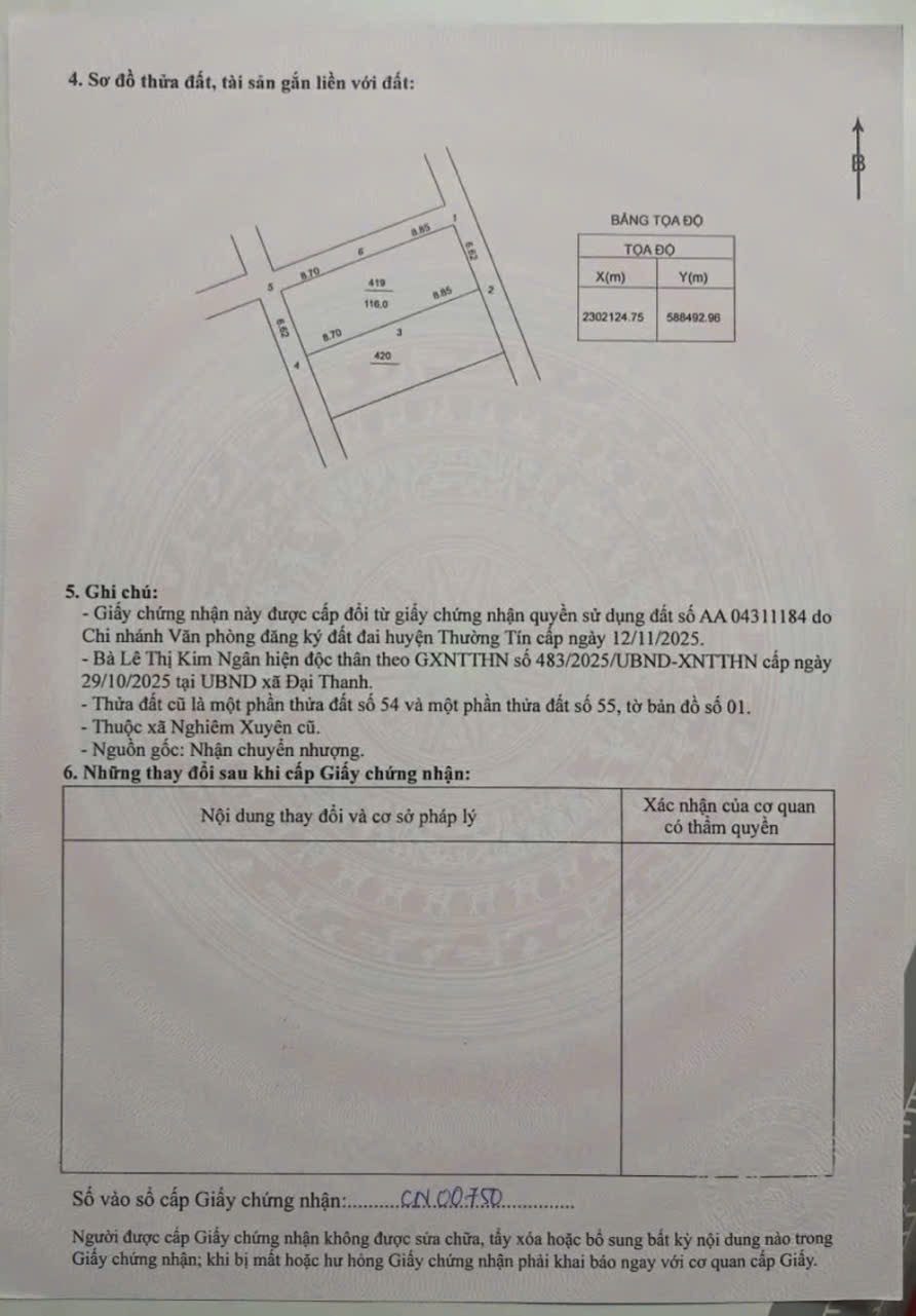 Bán đất 116m² full thổ cư ngang 6,62m giá 7.08 tỷ tại Xã Thượng Phúc