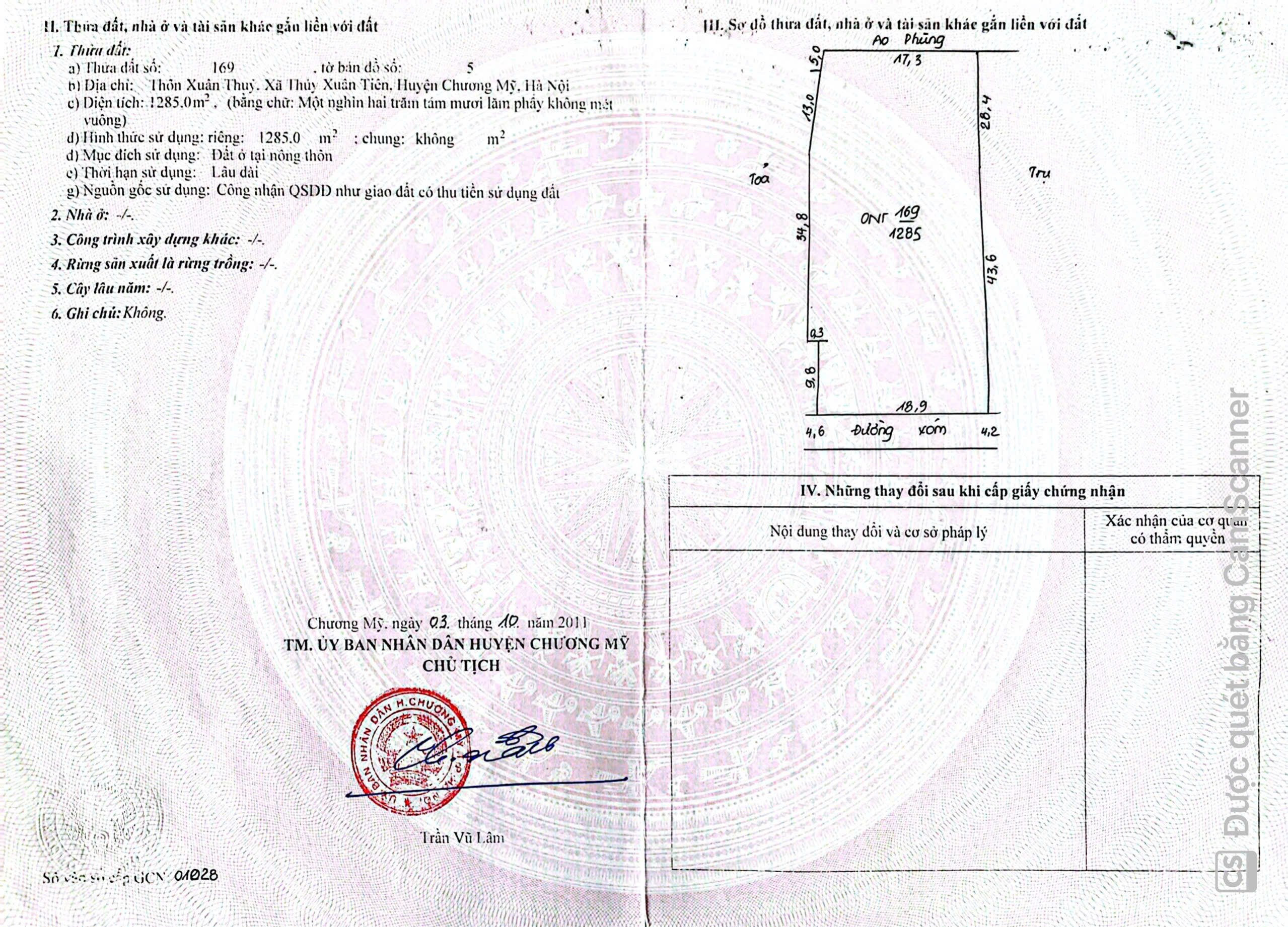 Lô đất to – mặt tiền khủng – dễ chia lô đầu tư tại Thủy Xuân Tiên, Chương Mỹ, Hà Nội