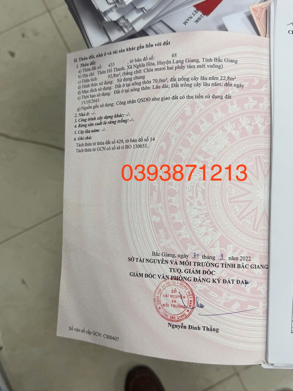 Bán đất 90m² full thổ cư ngang 5m giá 790 triệu tại Xã Tiên Lục