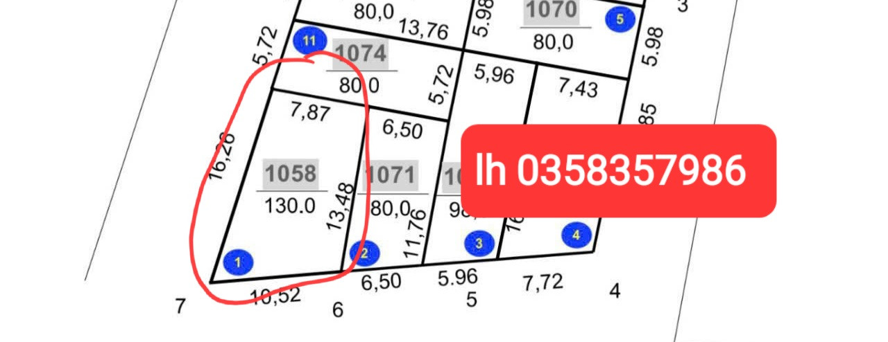 Bán đất 130m² full thổ cư ngang 10.52m giá 7.38 tỷ tại Xã Tiến Thắng