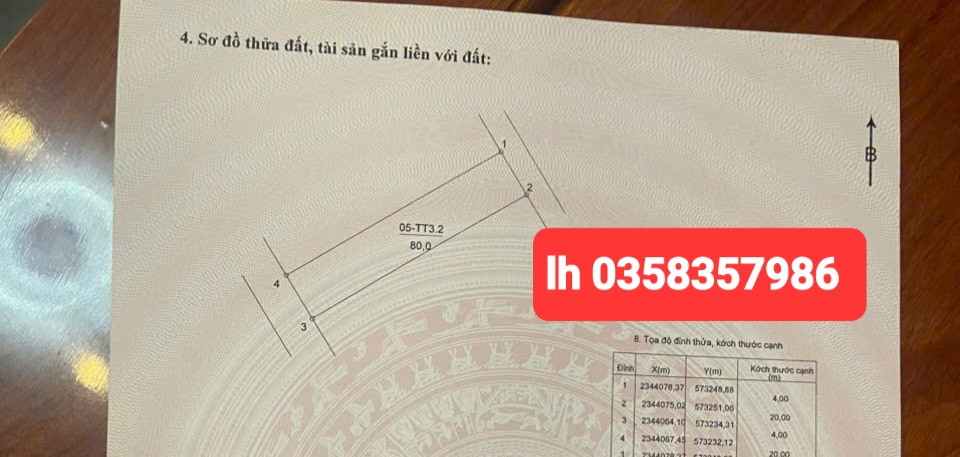 Bán đất 80m² ngang 4m giá 6.25 tỷ Xã Tiến Thắng