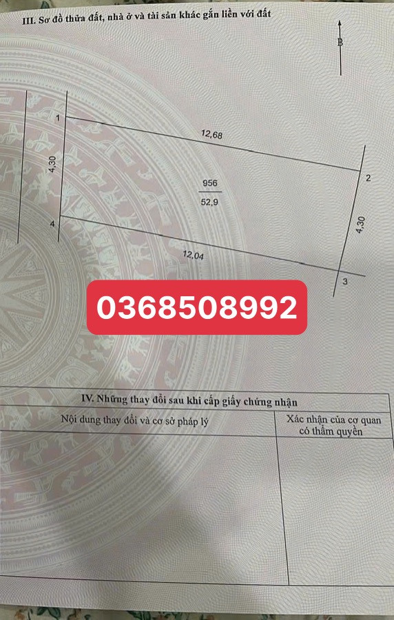 Bán đất 52,9m² ngang 4,3m giá 2.5 tỷ Xã Tiến Thắng