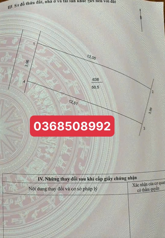 Bán đất 50,5m² ngang 3,96m giá 2.5 tỷ Xã Tiến Thắng