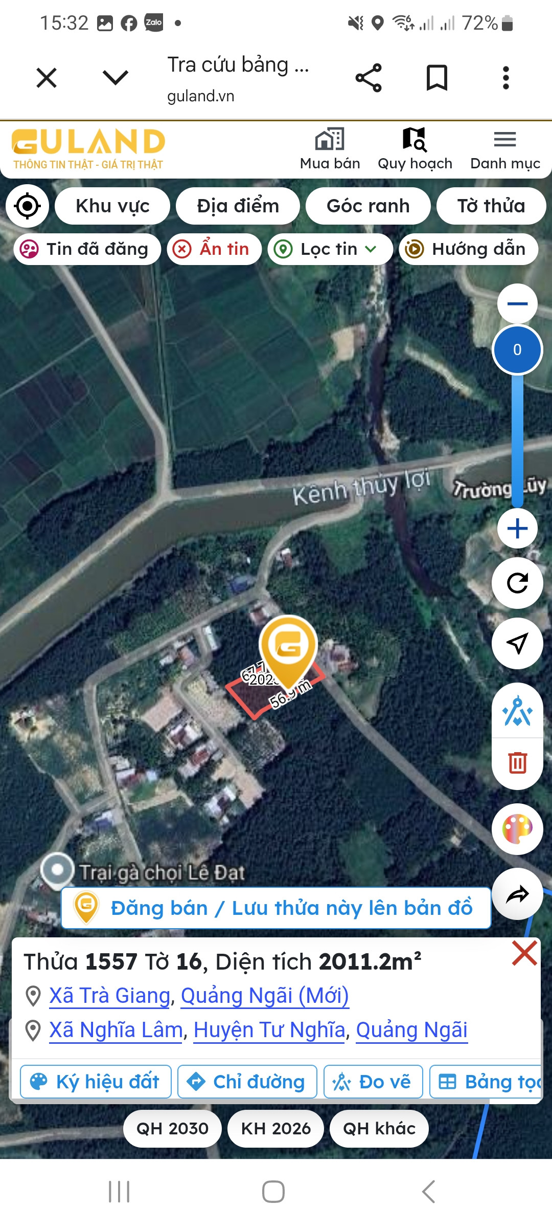 Bán đất 3588m² full thổ cư ngang 124,56m giá 2 tỷ tại Xã Trà Giang