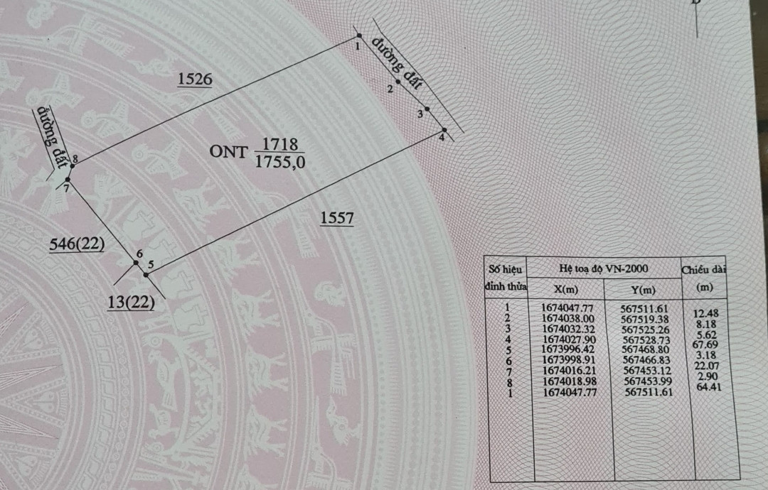 Bán đất 3588m² có sẵn 2411m² thổ cư ngang 124,56m giá 2 tỷ tại Xã Trà Giang