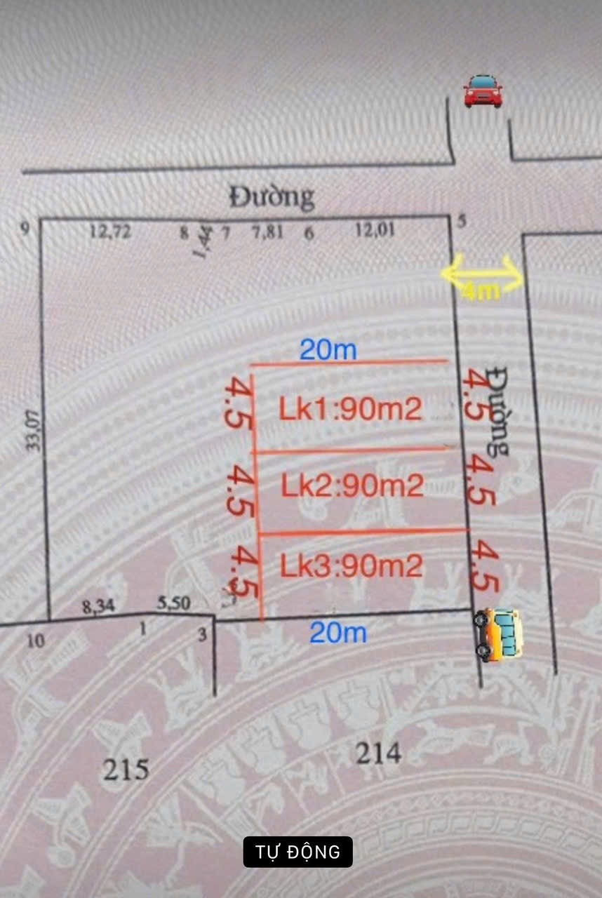 Bán đất 90m² full thổ cư ngang 4,5m giá 2.35 tỷ tại Xã Triệu Việt Vương