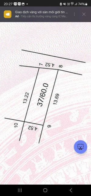 Bán đất 60m² ngang 4.66m giá 1.3 tỷ Xã Trung Giã